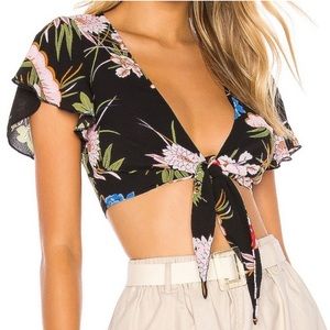 Black Floral Cropped Top